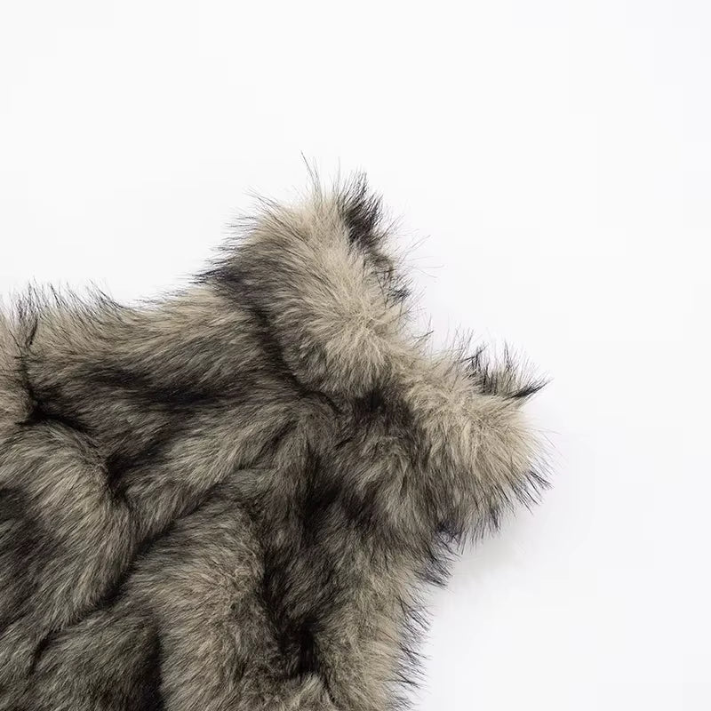 Faux Fur Backless Halter