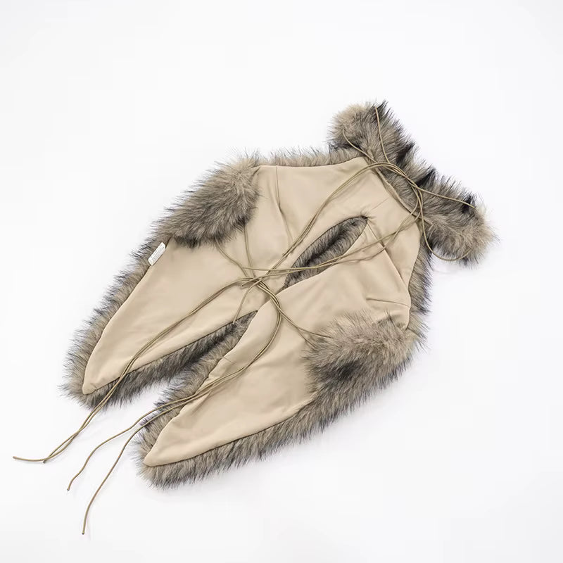 Faux Fur Backless Halter